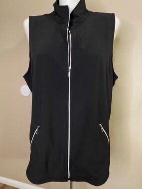 Zenergy by Chico's Black zip front fashion sport windbreaker vest   2